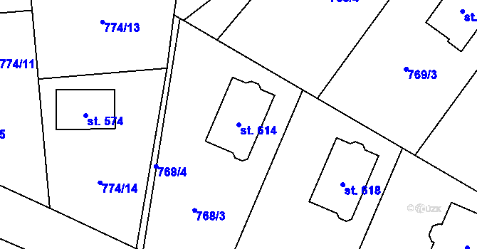 Parcela st. 614 v KÚ Svinaře, Katastrální mapa