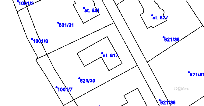 Parcela st. 617 v KÚ Svinaře, Katastrální mapa