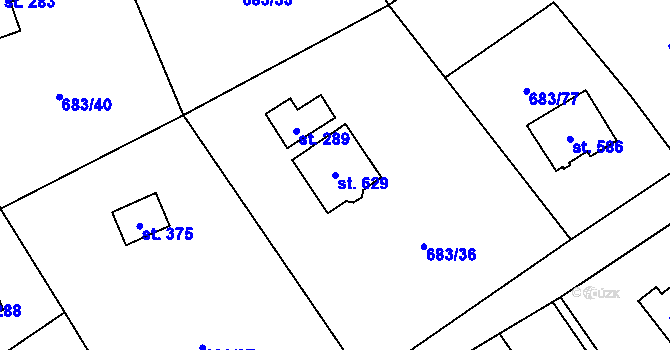 Parcela st. 629 v KÚ Svinaře, Katastrální mapa