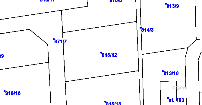 Parcela st. 815/12 v KÚ Svinaře, Katastrální mapa