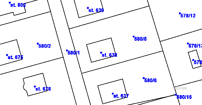 Parcela st. 638 v KÚ Svinaře, Katastrální mapa