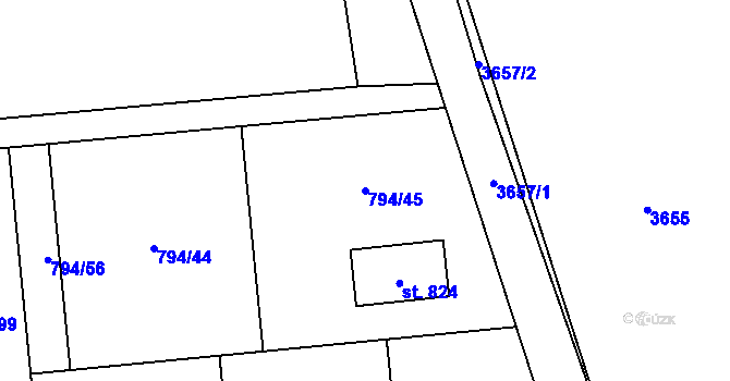 Parcela st. 794/45 v KÚ Svinaře, Katastrální mapa