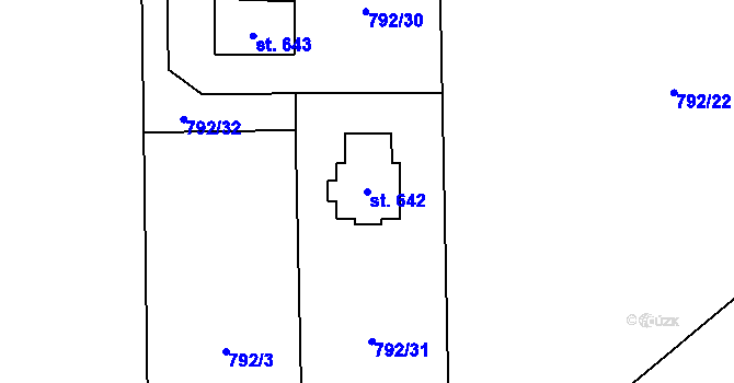 Parcela st. 642 v KÚ Svinaře, Katastrální mapa