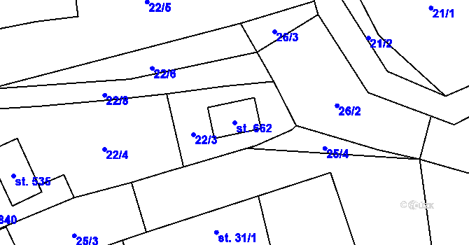 Parcela st. 662 v KÚ Svinaře, Katastrální mapa
