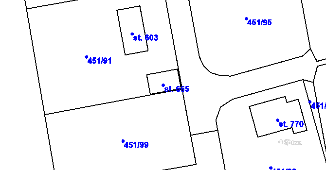 Parcela st. 665 v KÚ Svinaře, Katastrální mapa