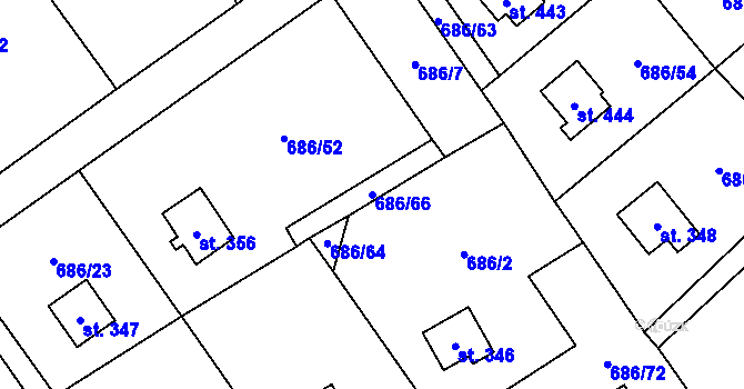 Parcela st. 686/66 v KÚ Svinaře, Katastrální mapa