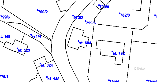 Parcela st. 684 v KÚ Svinaře, Katastrální mapa