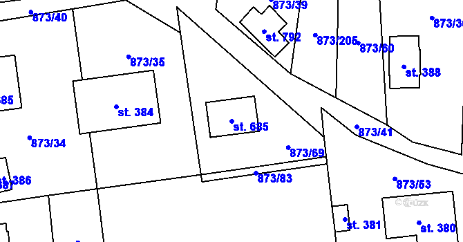 Parcela st. 685 v KÚ Svinaře, Katastrální mapa