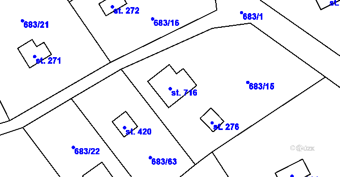 Parcela st. 716 v KÚ Svinaře, Katastrální mapa