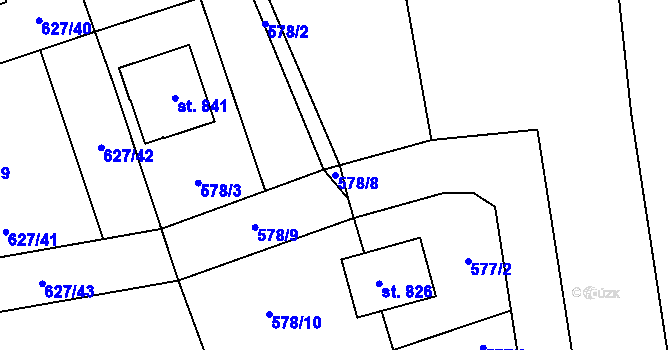 Parcela st. 578/8 v KÚ Svinaře, Katastrální mapa