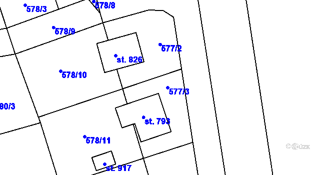 Parcela st. 577/3 v KÚ Svinaře, Katastrální mapa