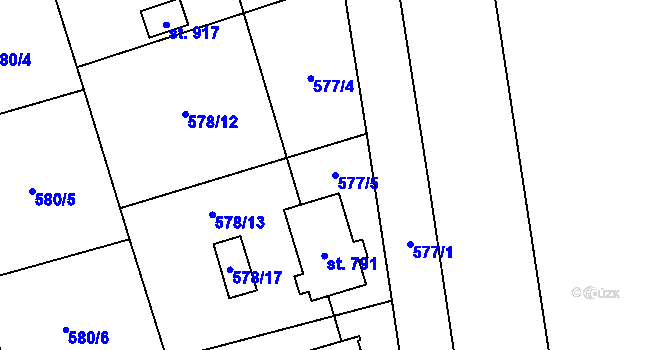 Parcela st. 577/5 v KÚ Svinaře, Katastrální mapa