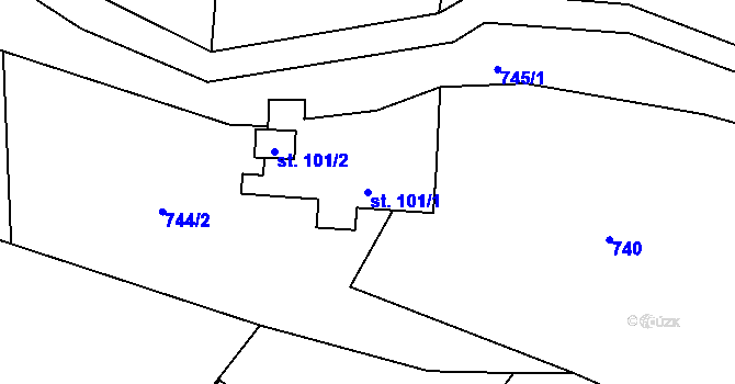 Parcela st. 101/1 v KÚ Svinaře, Katastrální mapa