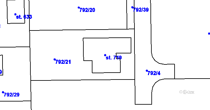 Parcela st. 719 v KÚ Svinaře, Katastrální mapa