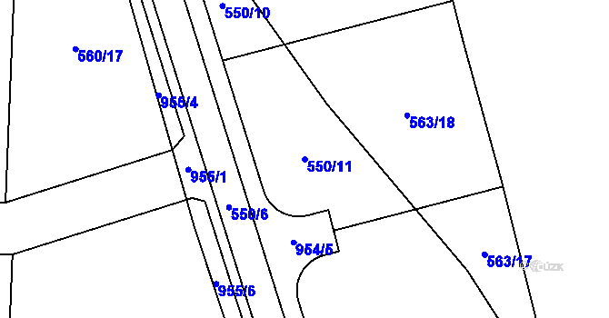 Parcela st. 550/11 v KÚ Svinaře, Katastrální mapa