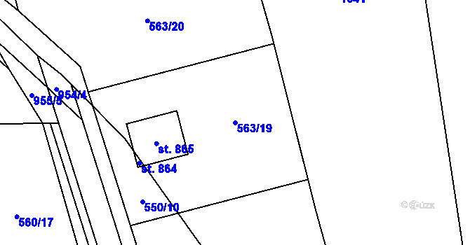 Parcela st. 563/19 v KÚ Svinaře, Katastrální mapa