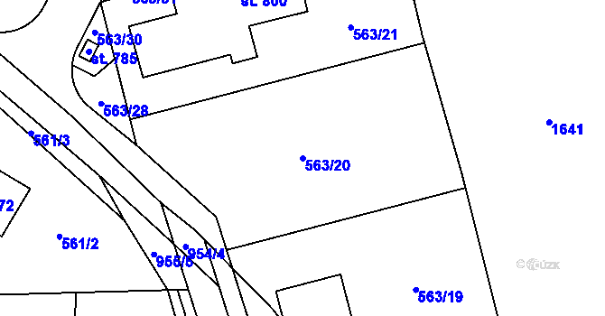 Parcela st. 563/20 v KÚ Svinaře, Katastrální mapa