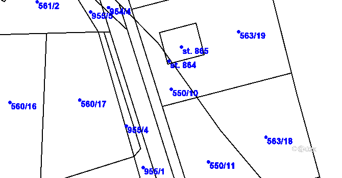 Parcela st. 550/10 v KÚ Svinaře, Katastrální mapa