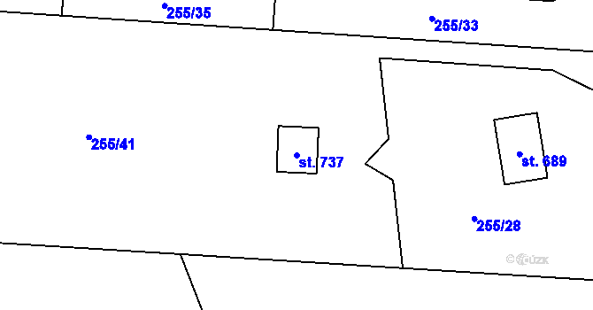 Parcela st. 737 v KÚ Svinaře, Katastrální mapa