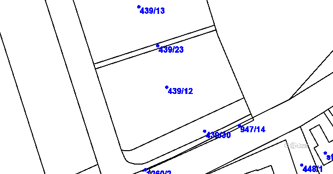 Parcela st. 439/12 v KÚ Svinaře, Katastrální mapa