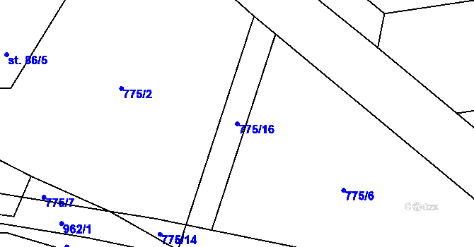 Parcela st. 775/16 v KÚ Svinaře, Katastrální mapa