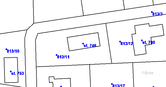 Parcela st. 746 v KÚ Svinaře, Katastrální mapa
