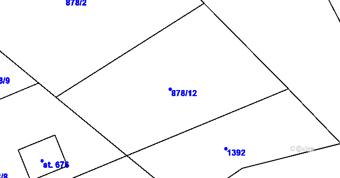 Parcela st. 878/12 v KÚ Svinaře, Katastrální mapa