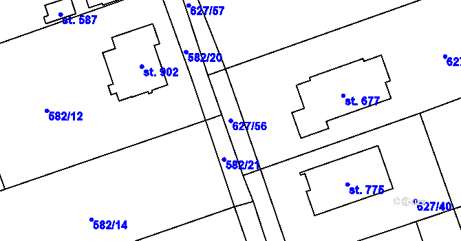 Parcela st. 627/56 v KÚ Svinaře, Katastrální mapa