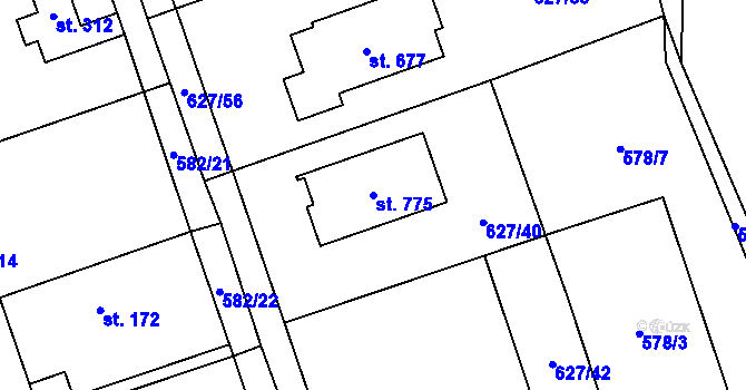 Parcela st. 775 v KÚ Svinaře, Katastrální mapa
