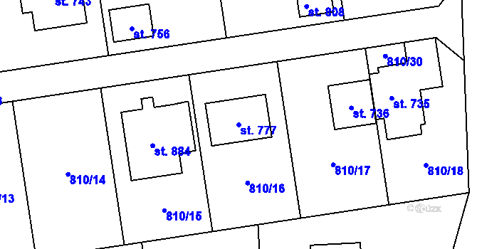 Parcela st. 777 v KÚ Svinaře, Katastrální mapa
