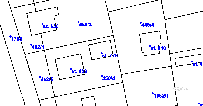 Parcela st. 778 v KÚ Svinaře, Katastrální mapa