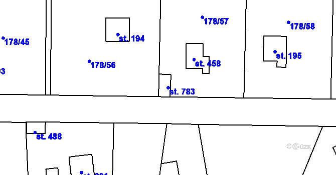 Parcela st. 783 v KÚ Svinaře, Katastrální mapa