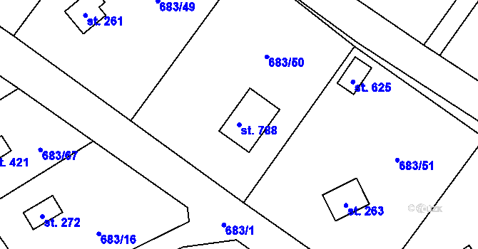 Parcela st. 788 v KÚ Svinaře, Katastrální mapa
