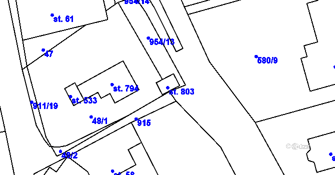 Parcela st. 803 v KÚ Svinaře, Katastrální mapa