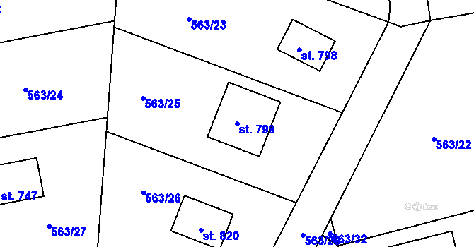 Parcela st. 799 v KÚ Svinaře, Katastrální mapa