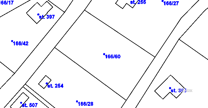 Parcela st. 166/60 v KÚ Svinaře, Katastrální mapa