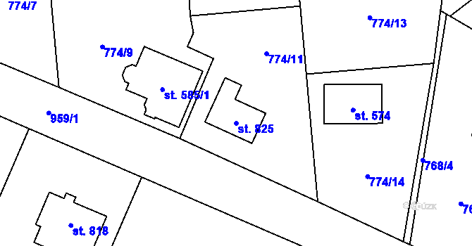 Parcela st. 825 v KÚ Svinaře, Katastrální mapa