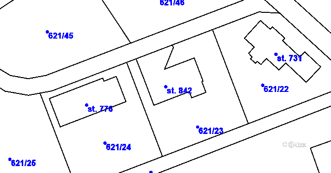 Parcela st. 842 v KÚ Svinaře, Katastrální mapa