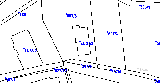 Parcela st. 853 v KÚ Svinaře, Katastrální mapa