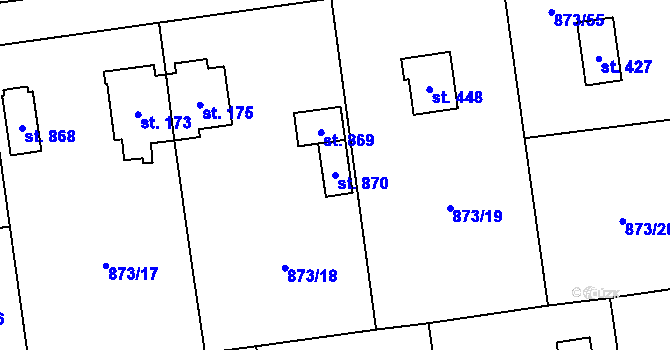 Parcela st. 870 v KÚ Svinaře, Katastrální mapa