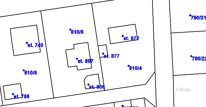Parcela st. 877 v KÚ Svinaře, Katastrální mapa