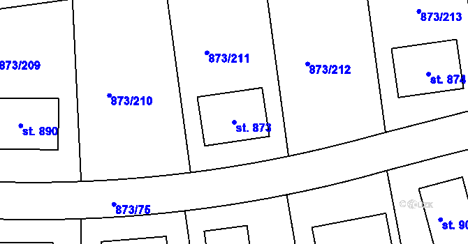 Parcela st. 873 v KÚ Svinaře, Katastrální mapa