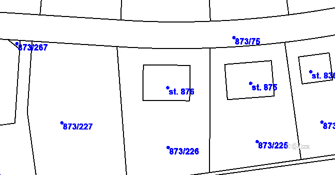 Parcela st. 876 v KÚ Svinaře, Katastrální mapa