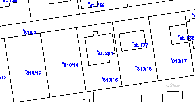 Parcela st. 884 v KÚ Svinaře, Katastrální mapa