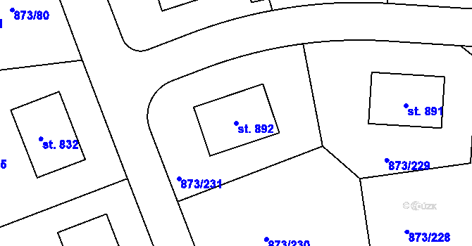 Parcela st. 892 v KÚ Svinaře, Katastrální mapa