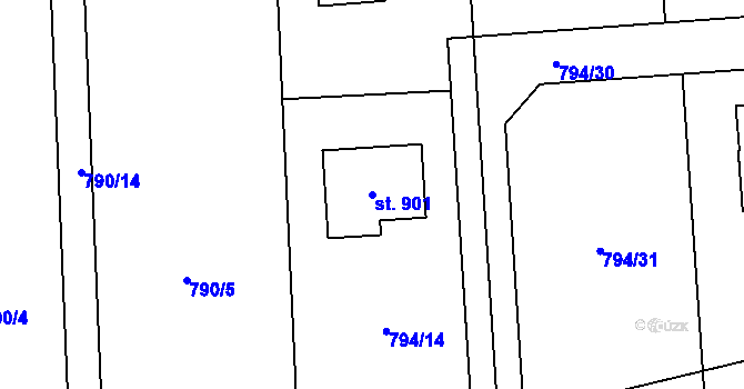 Parcela st. 901 v KÚ Svinaře, Katastrální mapa