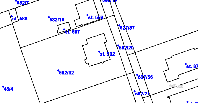 Parcela st. 902 v KÚ Svinaře, Katastrální mapa