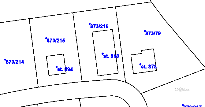Parcela st. 918 v KÚ Svinaře, Katastrální mapa