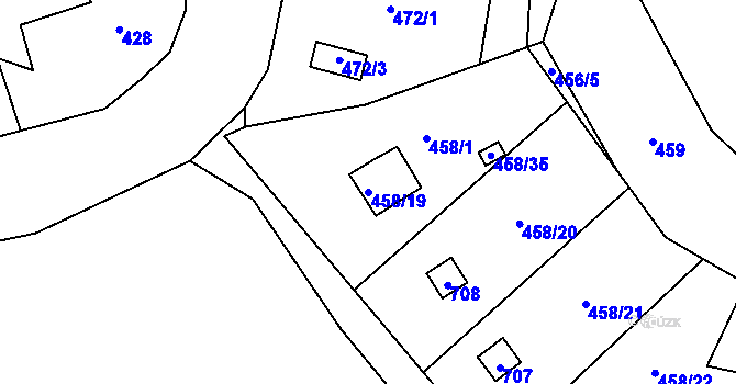 Parcela st. 458/19 v KÚ Svinařov u Kladna, Katastrální mapa