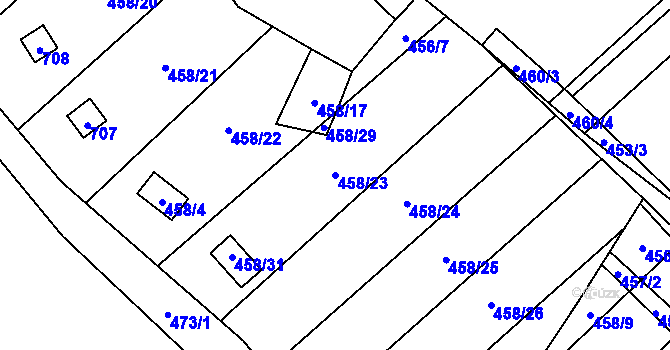 Parcela st. 458/23 v KÚ Svinařov u Kladna, Katastrální mapa
